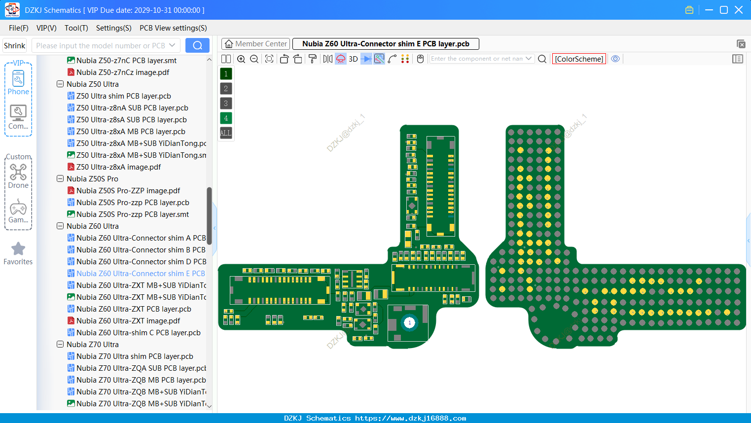 Nubia Z60 Ultra-Connector Shim E PCB Layer
